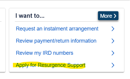Resurgence Support Payment step 1
