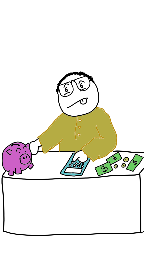Comic Sam is busy counting his household money to prepare for the household recession that is coming.